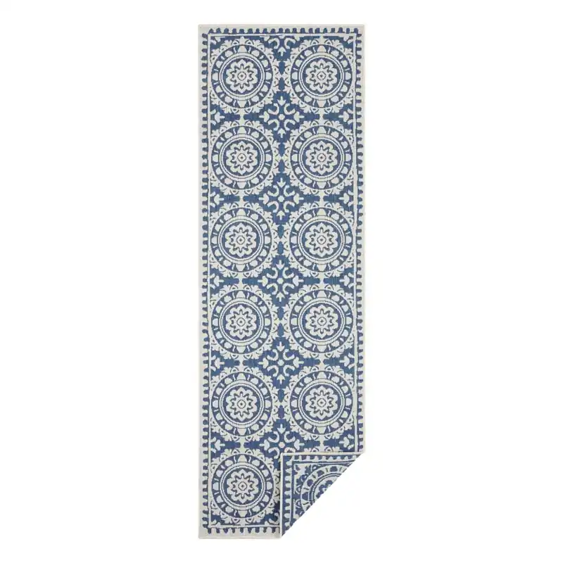 Niebiesko-kremowy chodnik odpowiedni na zewnątrz NORTHRUGS Jardin, 80x250 cm Bonami Nowość
