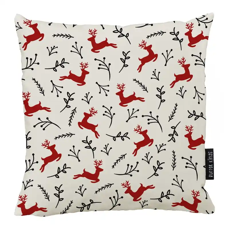 Dostępne od ręki Świąteczna poduszka z poszewką z bawełny Butter Kings Deer, 45x45 Bonami