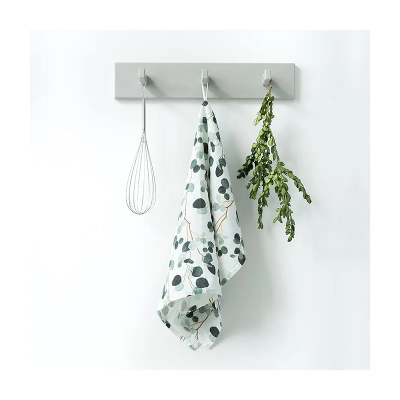 Biało-zielona lniana ściereczka Linen Tales Eucalyptus, 65x45 cm Bonami Zniżka