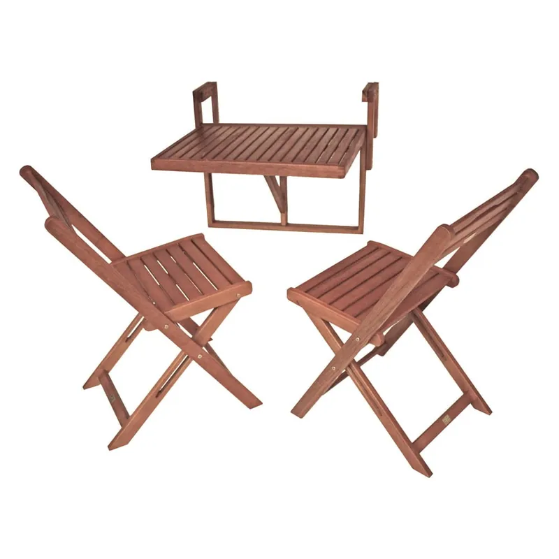 Kup online Zestaw 2 krzeseł i wiszącego stolika z drewna eukaliptusowego Garden Pleasure Balcony Berkeley Bonami