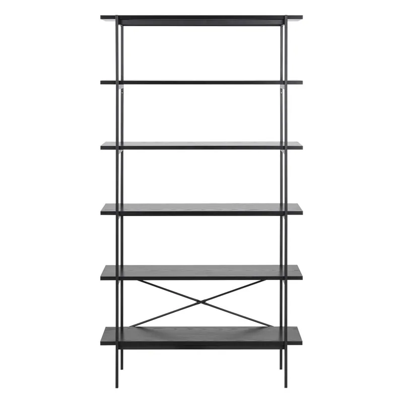 Darmowy zwrot Czarny regał w dekorze jesionu 94x172 cm Angus – Actona Bonami