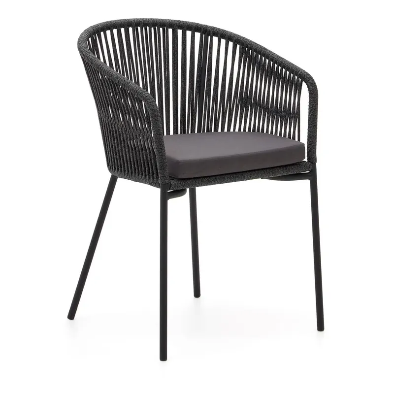 Bestseller Czarne metalowe/tapicerowane krzesło ogrodowe Yanet – Kave Home Bonami