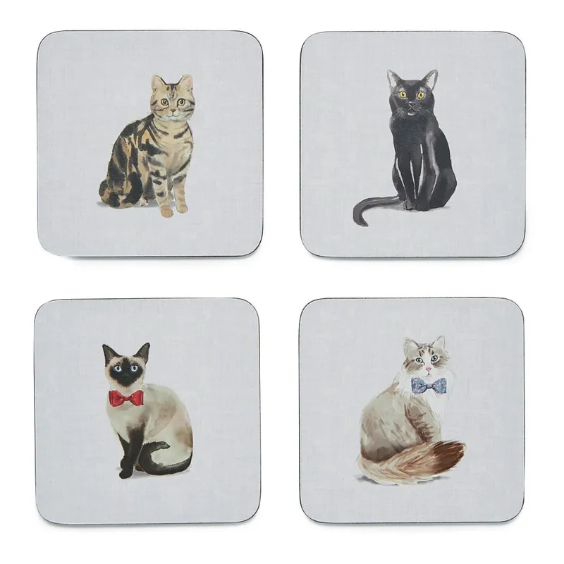 Zestaw 4 niebieskich podkładek Cooksmart ® Curious Cats Bonami Ekspresowa dostawa