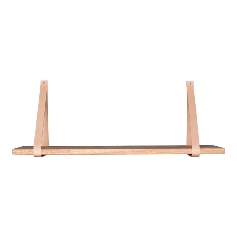 Popularny Drewniana półka z brązowymi skórzanymi uchwytami House Nordic Forno, 80x20 cm Bonami