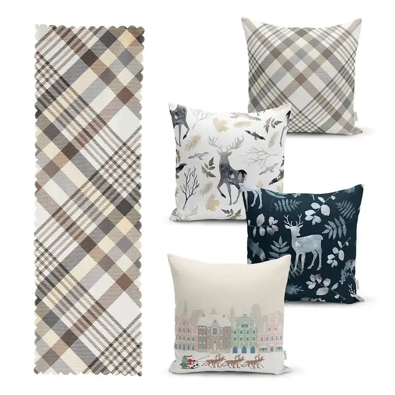 Zestaw 4 świątecznych poszewek na poduszki i bieżnika Minimalist Cushion Covers Holiday Season Bonami Ograniczona ilość