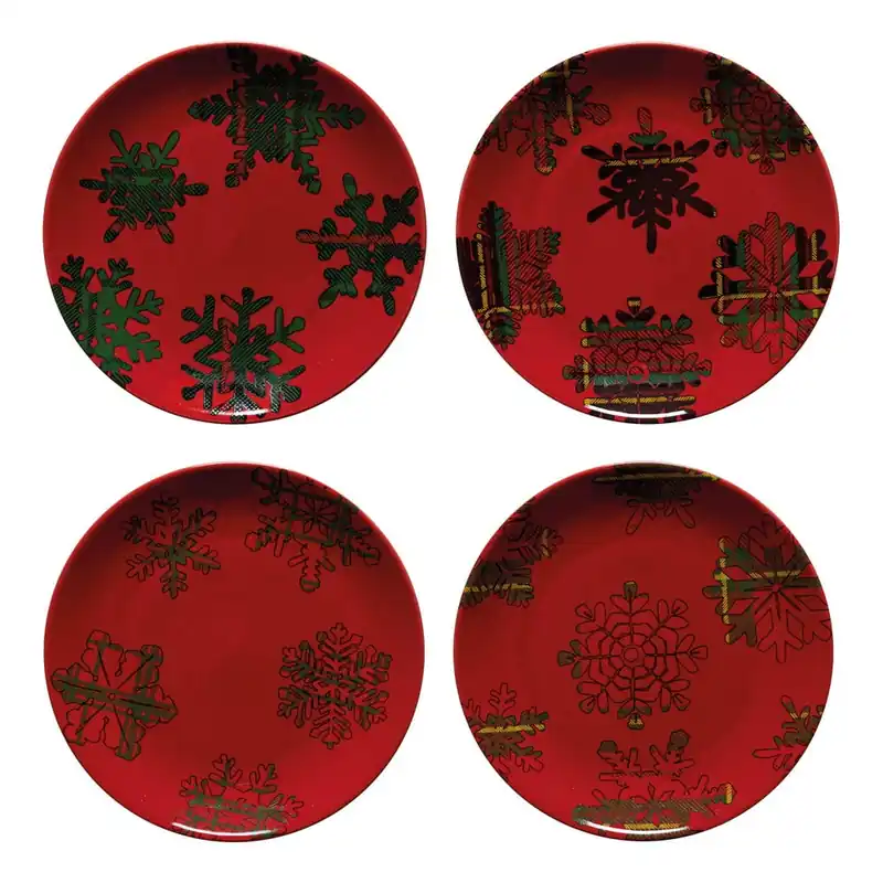 Zestaw 4 czerwono-czarnych talerzy deserowych z kamionki Casafina Snowflake, ø 21,6 cm Bonami Do wyczerpania zapasów