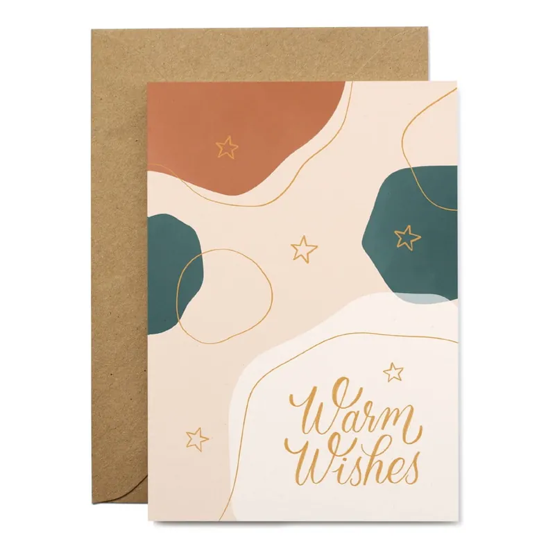 Kartka świąteczna z papieru z recyklingu z kopertą Printintin Warm Wishes, format A6 Bonami Ostatnie sztuki