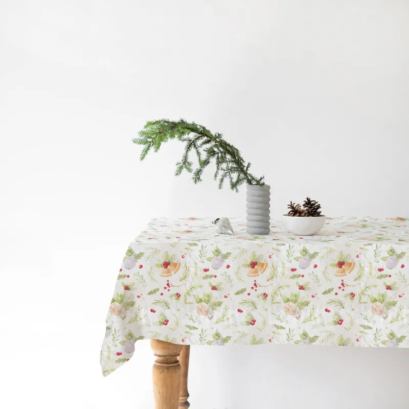 Świąteczny lniany obrus Linen Tales Merry, 140x300 cm Bonami Oferta