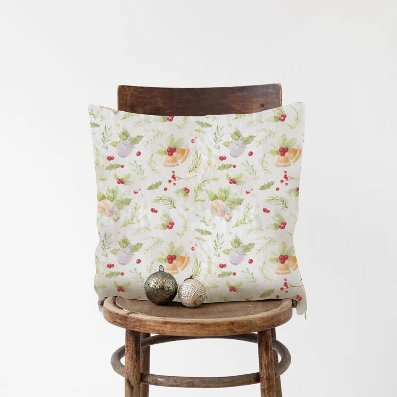 Świąteczna lniana poszewka na poduszkę Linen Tales Merry, 40x40 cm Bonami Oferta limitowana