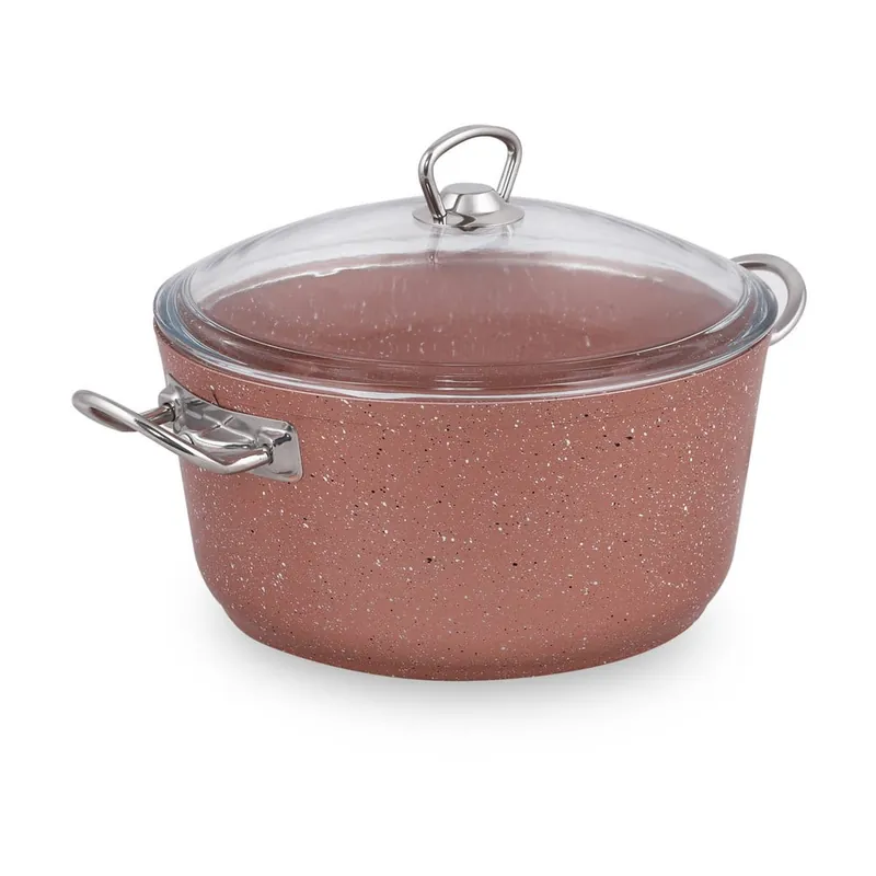 Dodaj do koszyka Różowy aluminiowy garnek z pokrywką Güral Porselen Classic, ø 24 cm Bonami