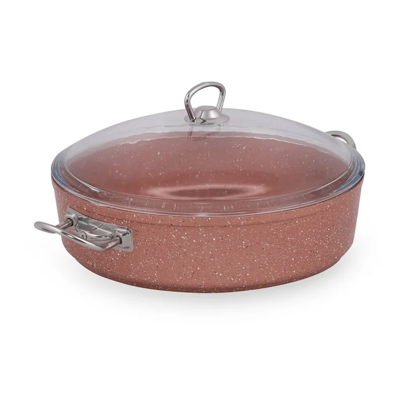 Różowy niski aluminiowy garnek z pokrywką Güral Porselen Classic, ø 30 cm Bonami Zamów teraz