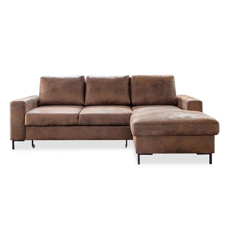 Bestseller Brązowy narożnik rozkładany z imitacji skóry Miuform Lofty Lilly Vintage, prawostronny Bonami
