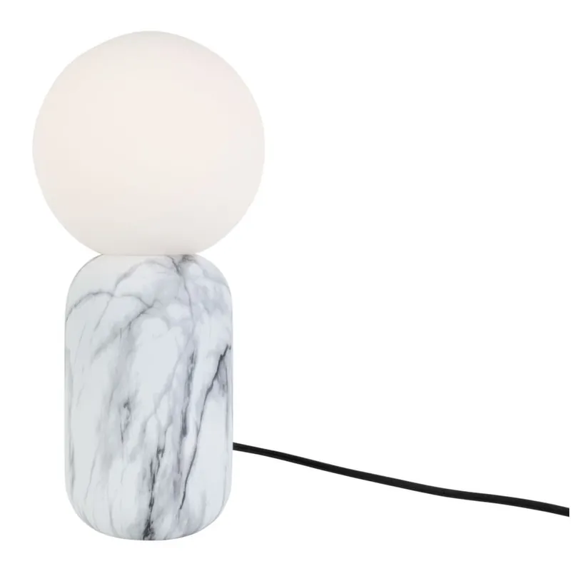 Oferta limitowana Biała lampa stołowa w dekorze marmuru Leitmotiv Gala, wys. 32 cm Bonami