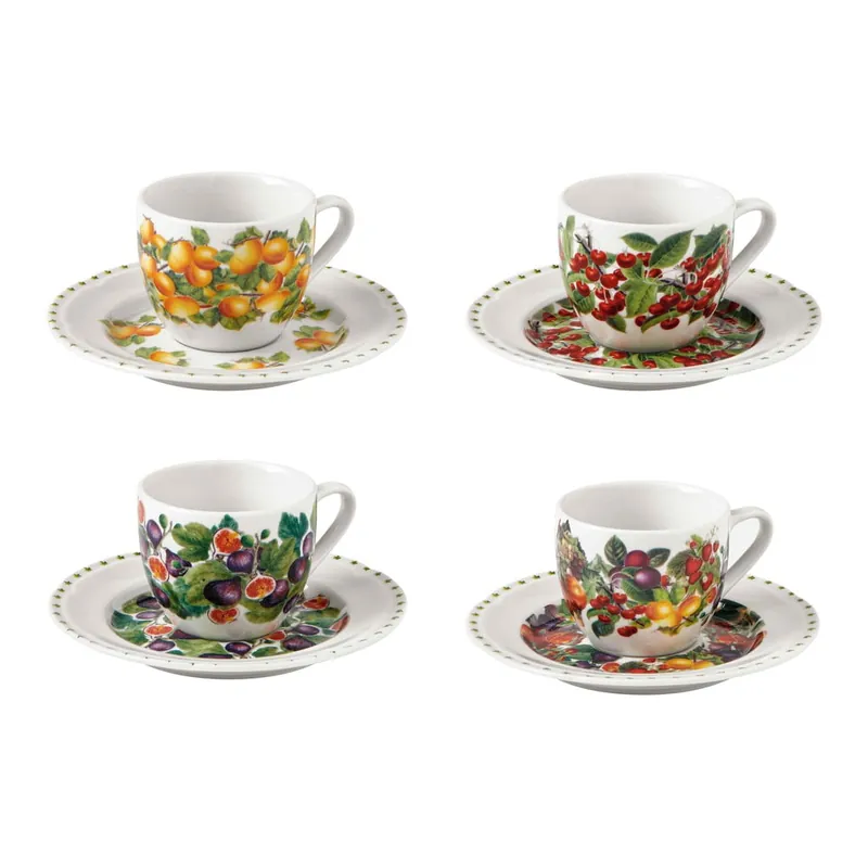 Zestaw 4 porcelanowych filiżanek ze spodkami Brandani Le Primizie Bonami Promocja