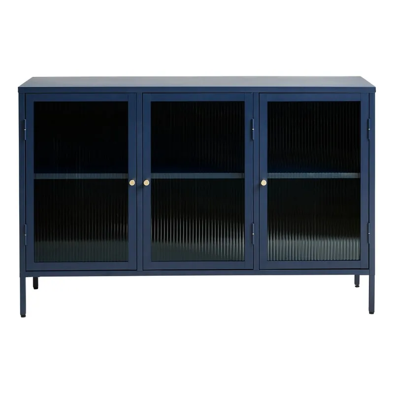 Niebieskia metalowa witryna Unique Furniture Bronco, wys. 85 cm Bonami Łatwy zwrot