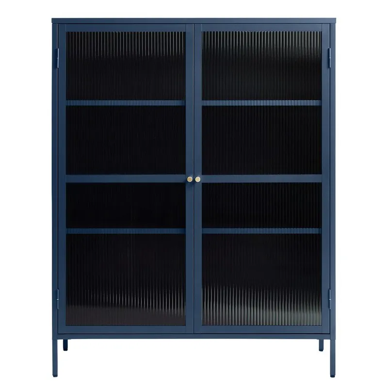 Oferta Niebieskia metalowa witryna Unique Furniture Bronco, wys. 140 cm Bonami