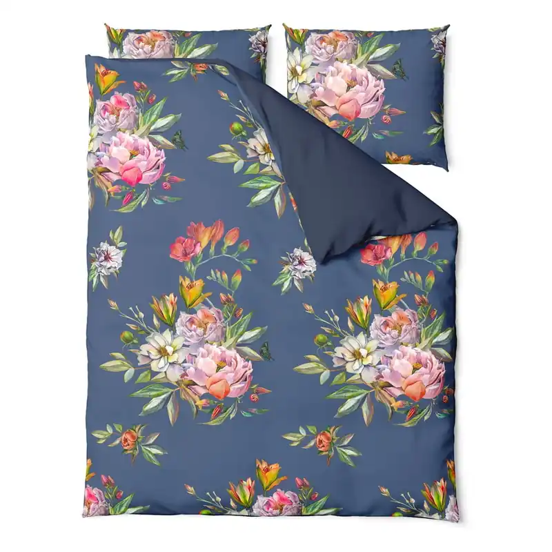 Bestseller Granatowa pościel dwuosobowa z satyny bawełnianej Bonami Selection Floret, 200x220 cm Bonami