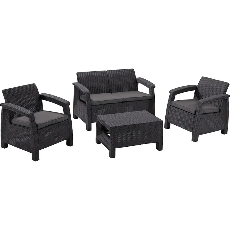 Oferta czasowa Ciemnoszary zestaw mebli ogrodowych dla 4 osób Corfu – Keter Bonami