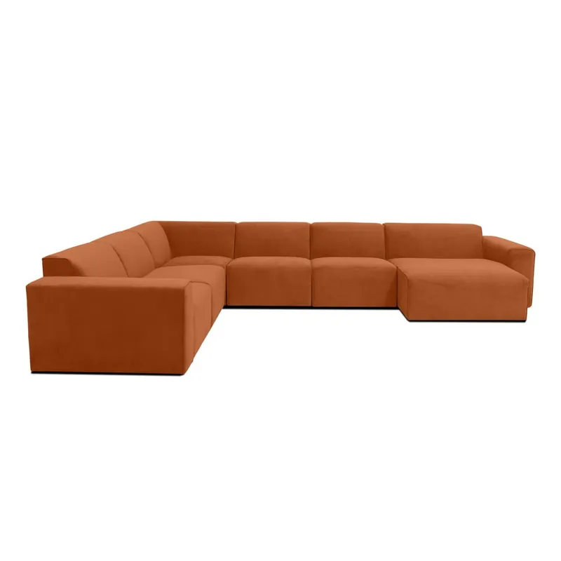 Pomarańczowa sztruksowa sofa modułowa w kształcie litery "U" Scandic Sting, prawostronna Bonami Najlepsza cena