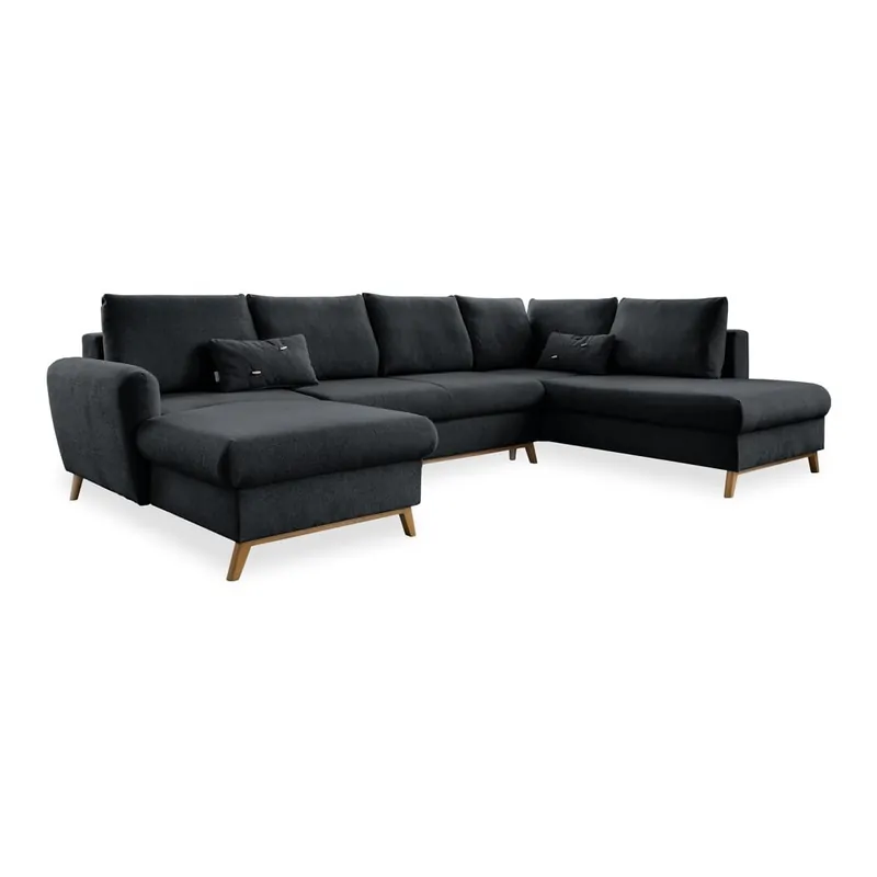 Ekspresowa dostawa Ciemnoszara rozkładana sofa w kształcie litery "U" Miuform Scandic Lagom, prawostronna Bonami