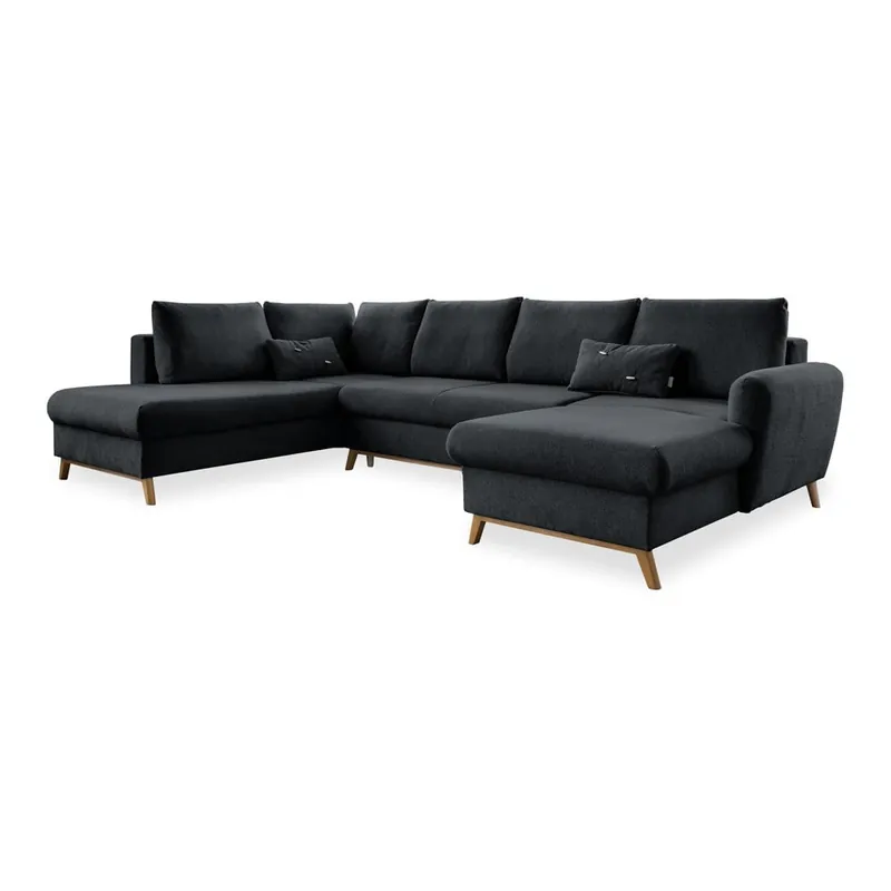 Ciemnoszara rozkładana sofa w kształcie litery "U" Miuform Scandic Lagom, lewostronna Bonami Kup online