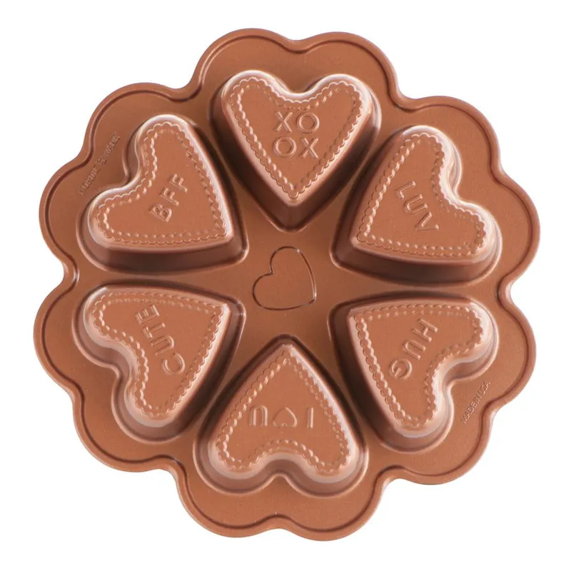 Ekspresowa dostawa Forma w kolorze miedzi na 6 mini babek w kształcie serc Nordic Ware Valentine, 500 ml Bonami