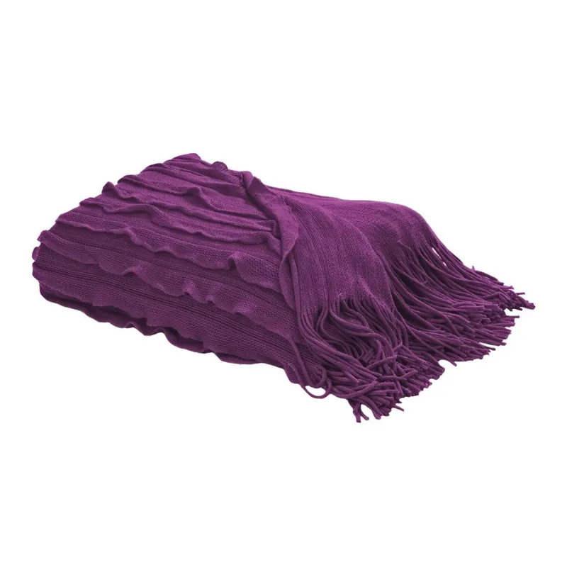 Oferta Koc z frędzlami 127x152 cm, fioletowy Bonami