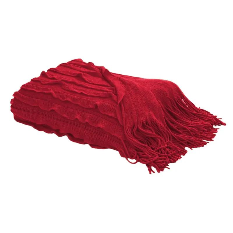 Koc z frędzlami 127x152 cm, czerwony Bonami Wyjątkowa oferta