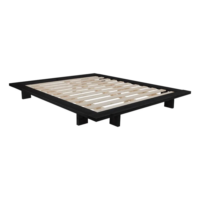 Popularny Czarne łóżko dwuosobowe ze stelażem Karup Design Japan Black, 140x200 cm Bonami