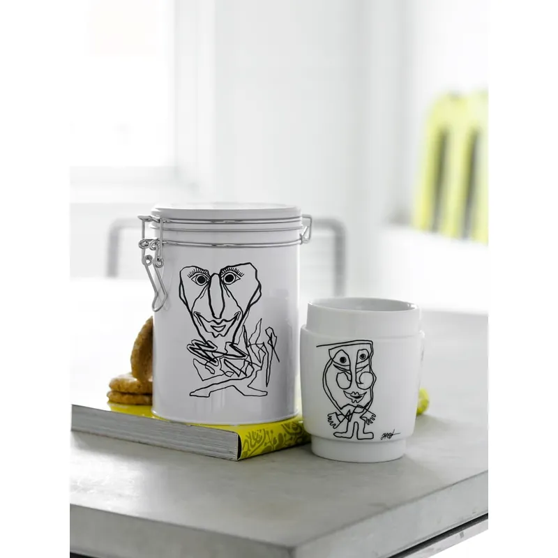 Kubek termiczny porcelanowy Steel Function Art I, black, white Bonami Wyprzedaż