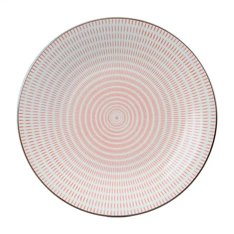 Cena promocyjna Okrągły talerz porcelanowy Pink Stripe, 28 cm Bonami