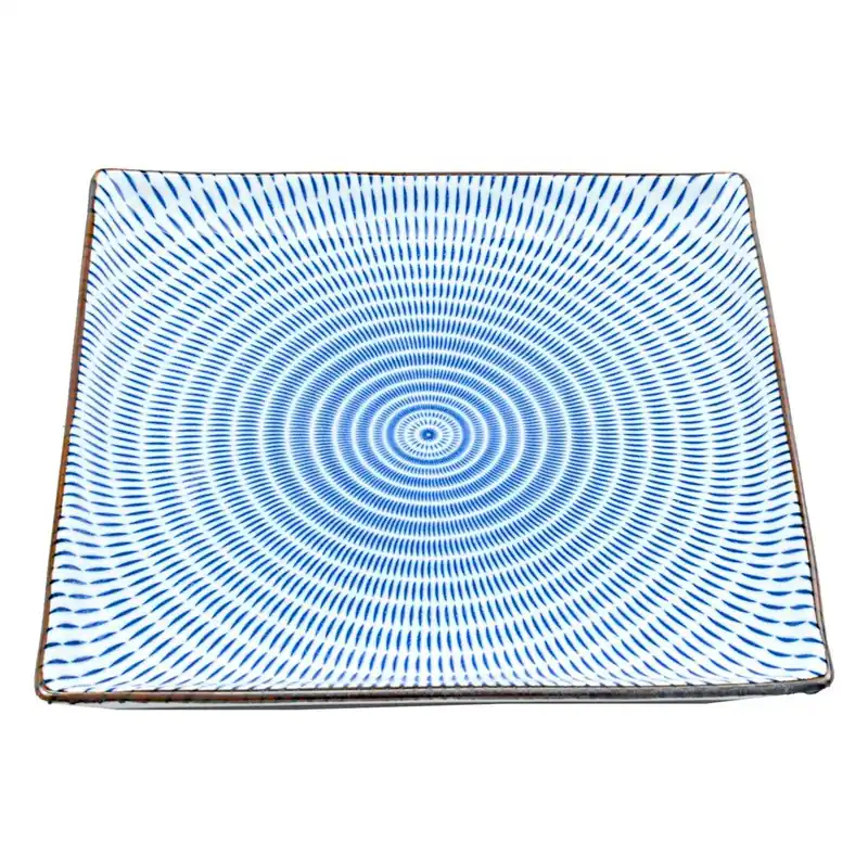 Kwadratowy talerz porcelanowy Blue Stripe, 23 cm Bonami Tylko do końca tygodnia