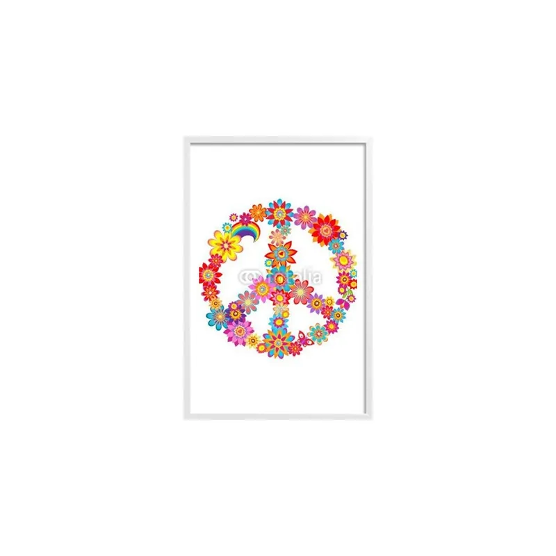Plakat w ramce Peace Flower, białą ramka Bonami Łatwy zwrot