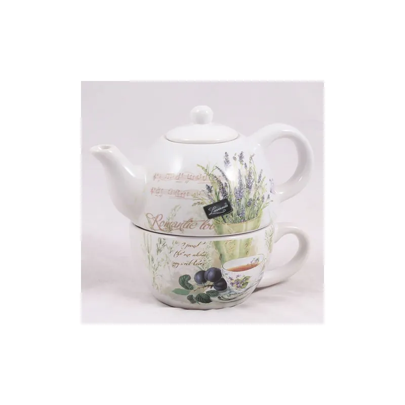 Porcelanowy dzbanek z filiżanką Lawenda, 0,8 l Bonami Kup teraz