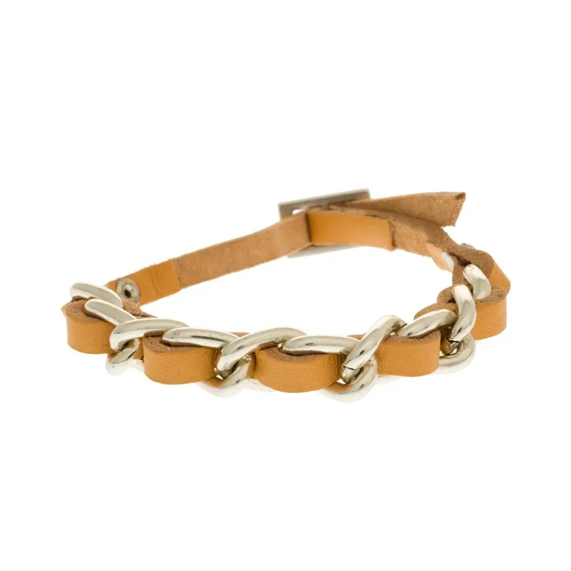 Bezpieczna płatność Bransoletka Leather Weave, srebrna Bonami