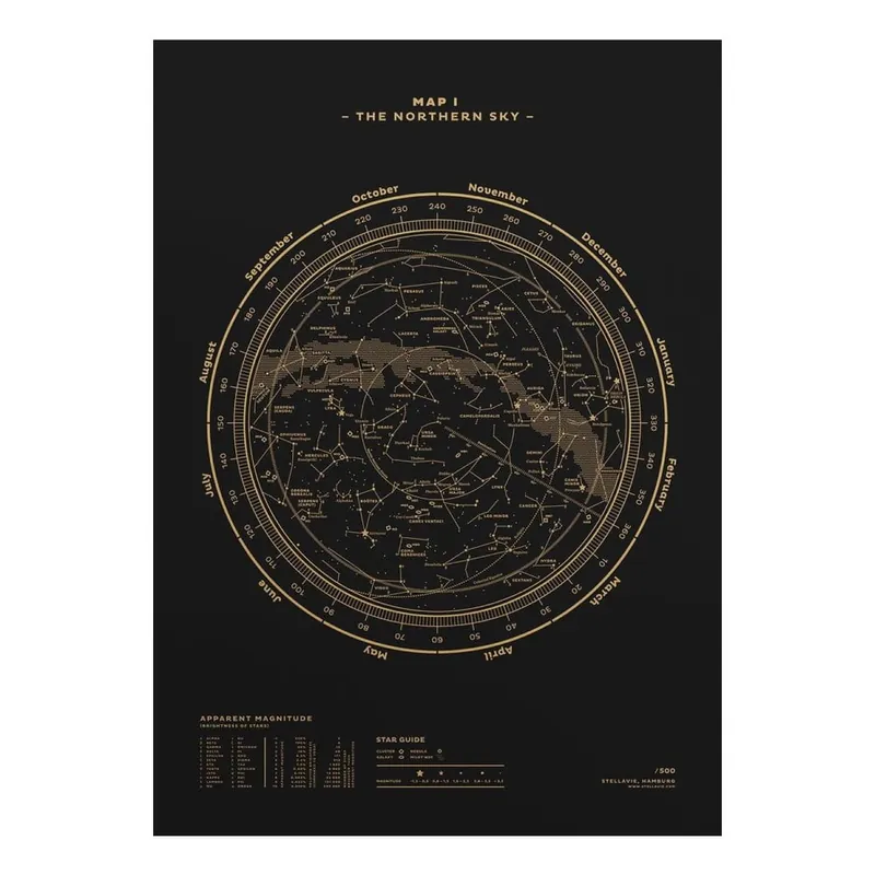 Plakat The Northern Sky Gold/Black, 50x70 cm Bonami Super okazja