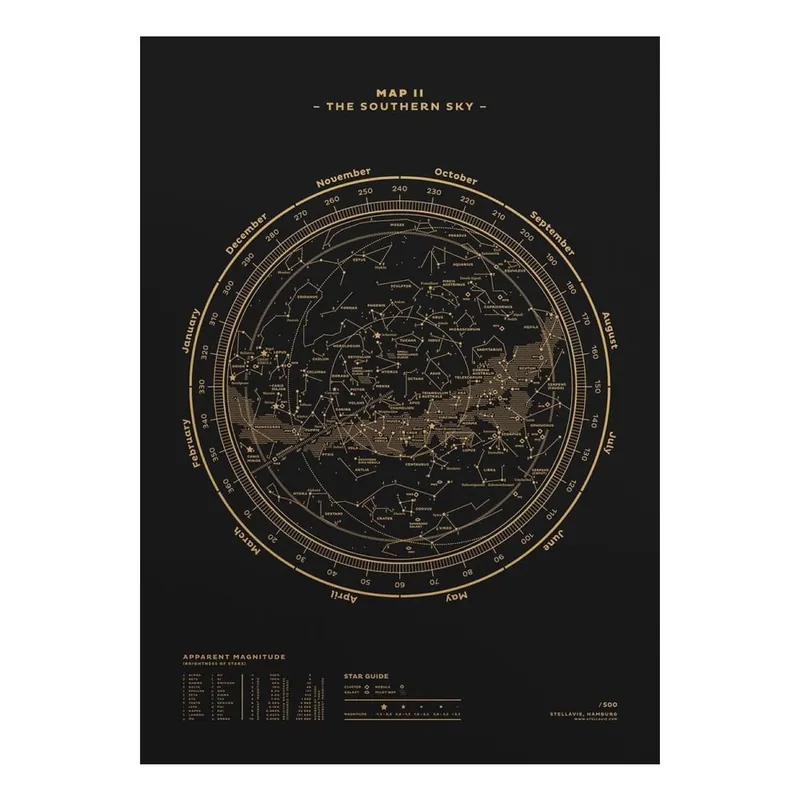 Szybka dostawa Plakat The Southern Sky Gold/Black, 50x70 cm Bonami