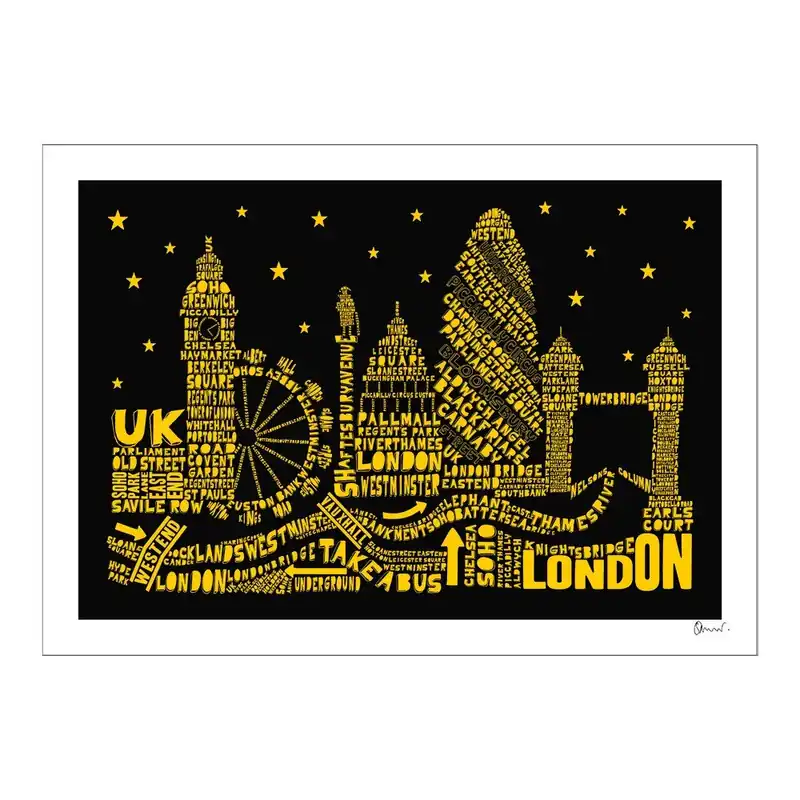 Plakat London Black&Yellow, 50x70 cm Bonami Bezpieczne zakupy