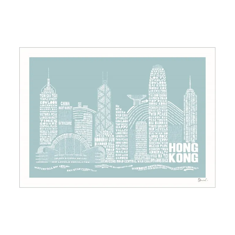 Oferta limitowana Plakat Hong Kong Blue&White, 50x70 cm Bonami