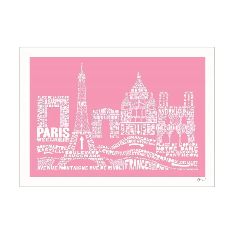 Oferta limitowana Plakat Paris Pink&White, 50x70 cm Bonami