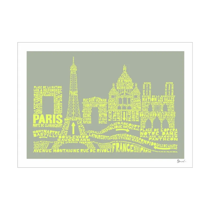 Plakat Paris Grey&Yellow, 50x70 cm Bonami Super okazja