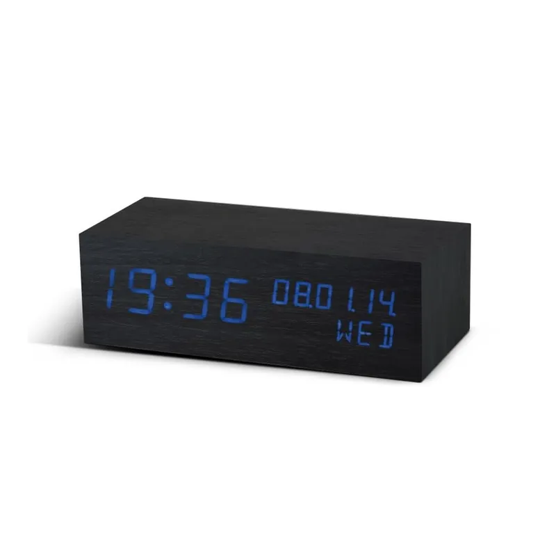 Budzik Square Click Clock z niebieskim LED, czarny Bonami Wyprzedaż