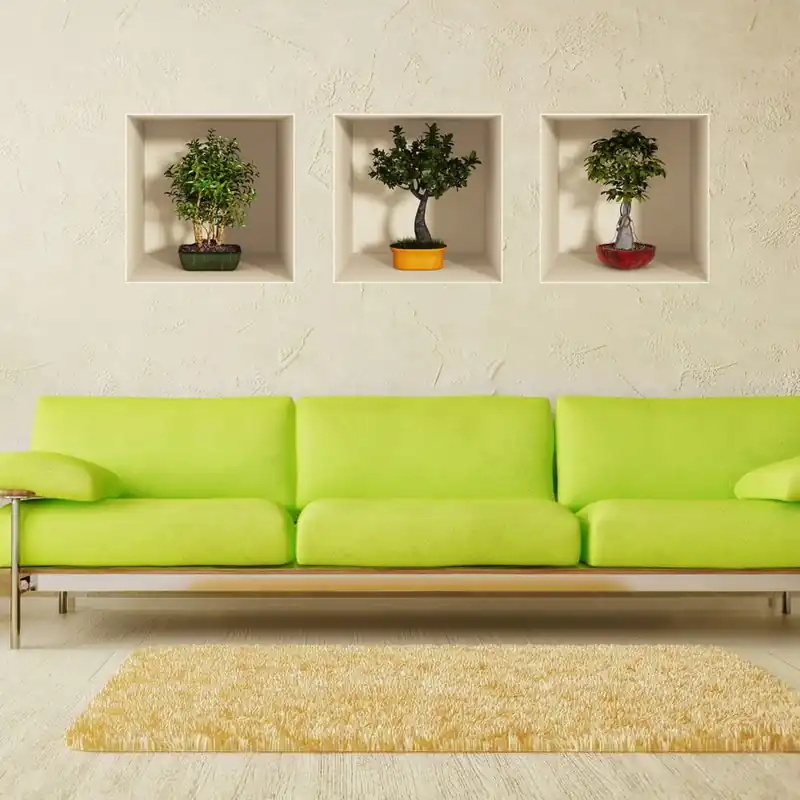 Darmowy zwrot Zestaw 3 naklejek 3D Ambiance Bonsai Trees Bonami