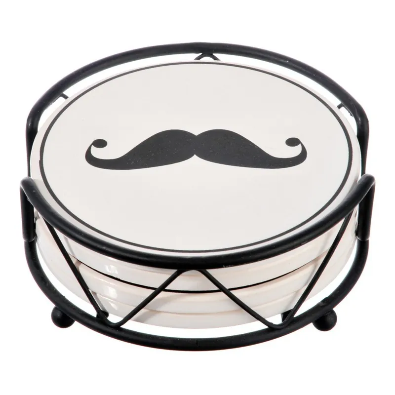 Taniej Zestaw 4 podstawek Mustache ze stojakiem Bonami