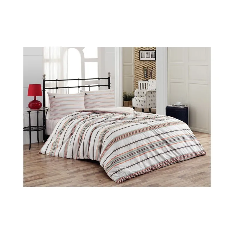 Bestseller Pościel i prześcieradło US Polo Ranforce 200x220 cm, biel, czerń i czerwień Bonami