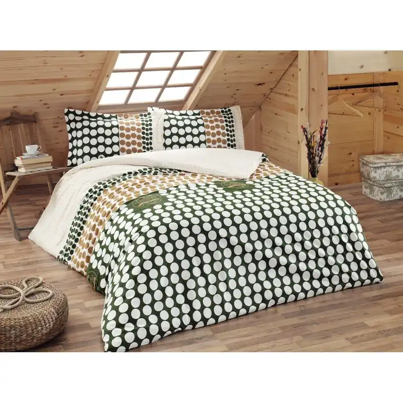Bezpieczna płatność Pościel i prześcieradło US Polo Ranforce 200x220 cm, khaki, biel Bonami