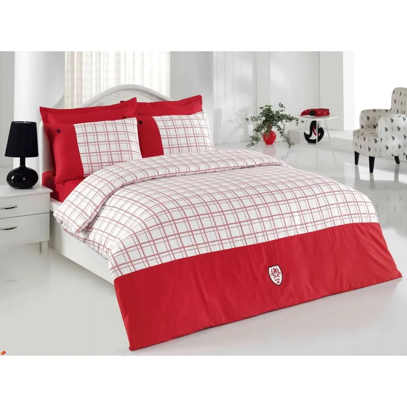 Ekspresowa dostawa Komplet pościeli z prześcieradłem US Polo Assn. Hobbs, 160x220 cm, czerwień, biel Bonami