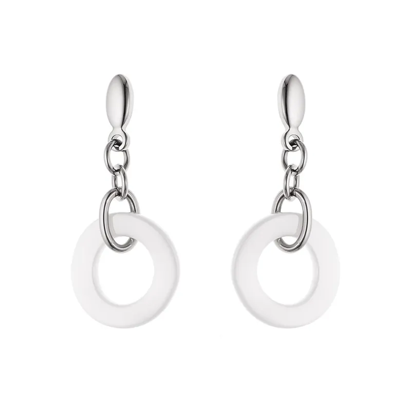 Kolczyki Ceramic Pure White, 4 cm Bonami Do wyczerpania zapasów