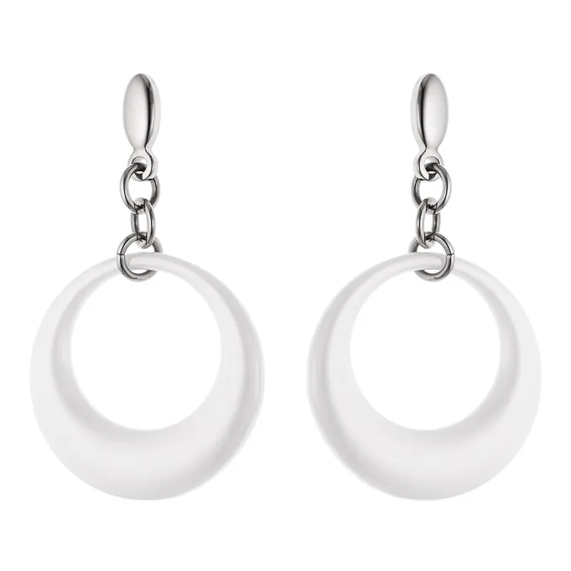 Oferta czasowa Kolczyki Ceramic White Circle, 4.5 cm Bonami