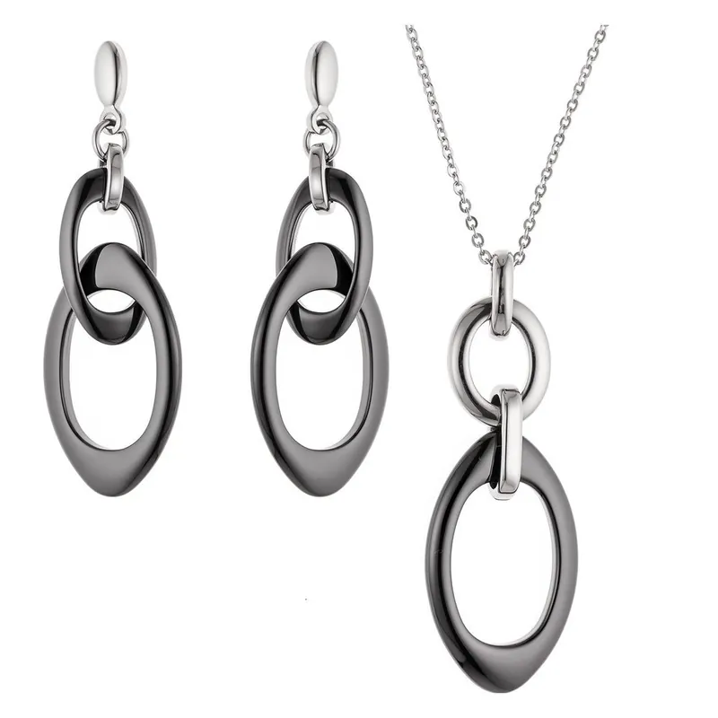 Komplet naszyjnik i kolczyki Steel Ceramic Black Bonami Niska cena